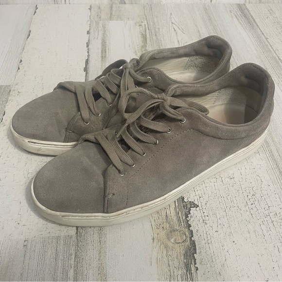 rag & bone Kent Gray Greige Low Top Lace Up Suede Sneakers Size 39.5 US8.5 - Picture 1 of 9